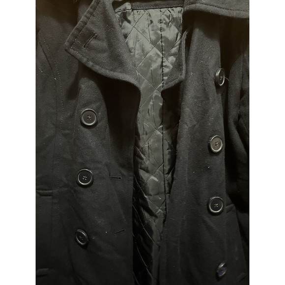 L.O.G.G by H&M Womens Wool Blend Pea Coat Dark Blue NAvy Size 14 - Picture 3 of 4